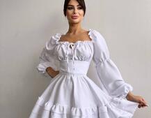 Сукня з воланами та шнурівкою  по спинці | PUSHKA SHOP