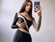 Сукня міді  із вставками сітки  | PUSHKA SHOP