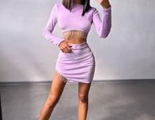 Оксамитовий комплект, декорований бахромою зі страз | PUSHKA SHOP