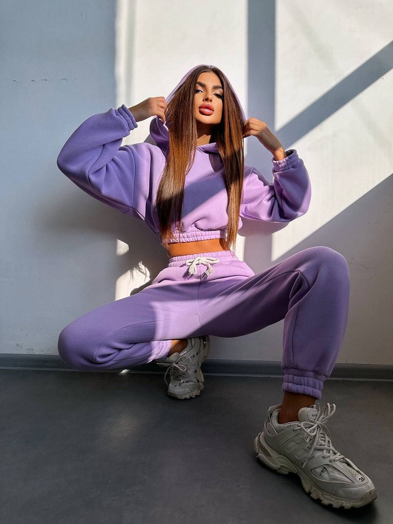 Базовий костюм на флісі з об'ємними капюшоном | PUSHKA SHOP