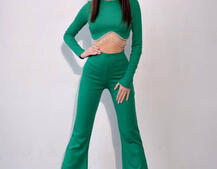 Комплект : штани кльош і топ , декорований бахромою зі страз Ручна робота | PUSHKA SHOP