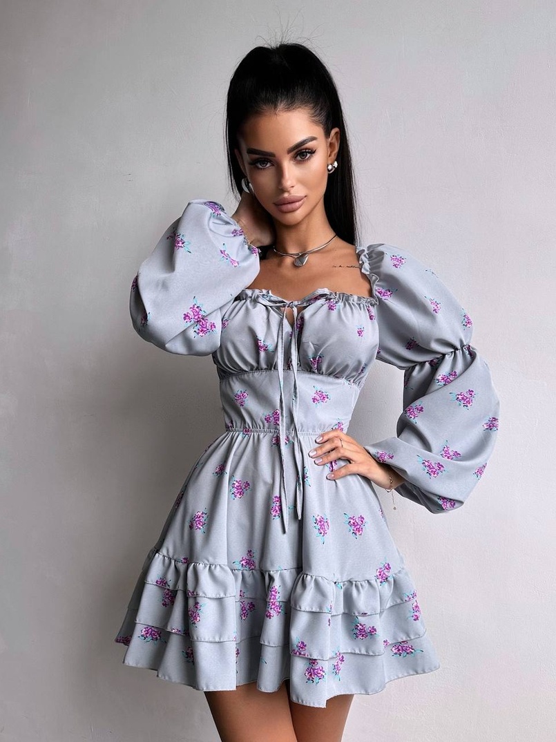 Сукня з квітковим принтом з воланами на ґудзиках  Сукня з квітковим принтом з воланами на ґудзиках  | PUSHKA SHOP