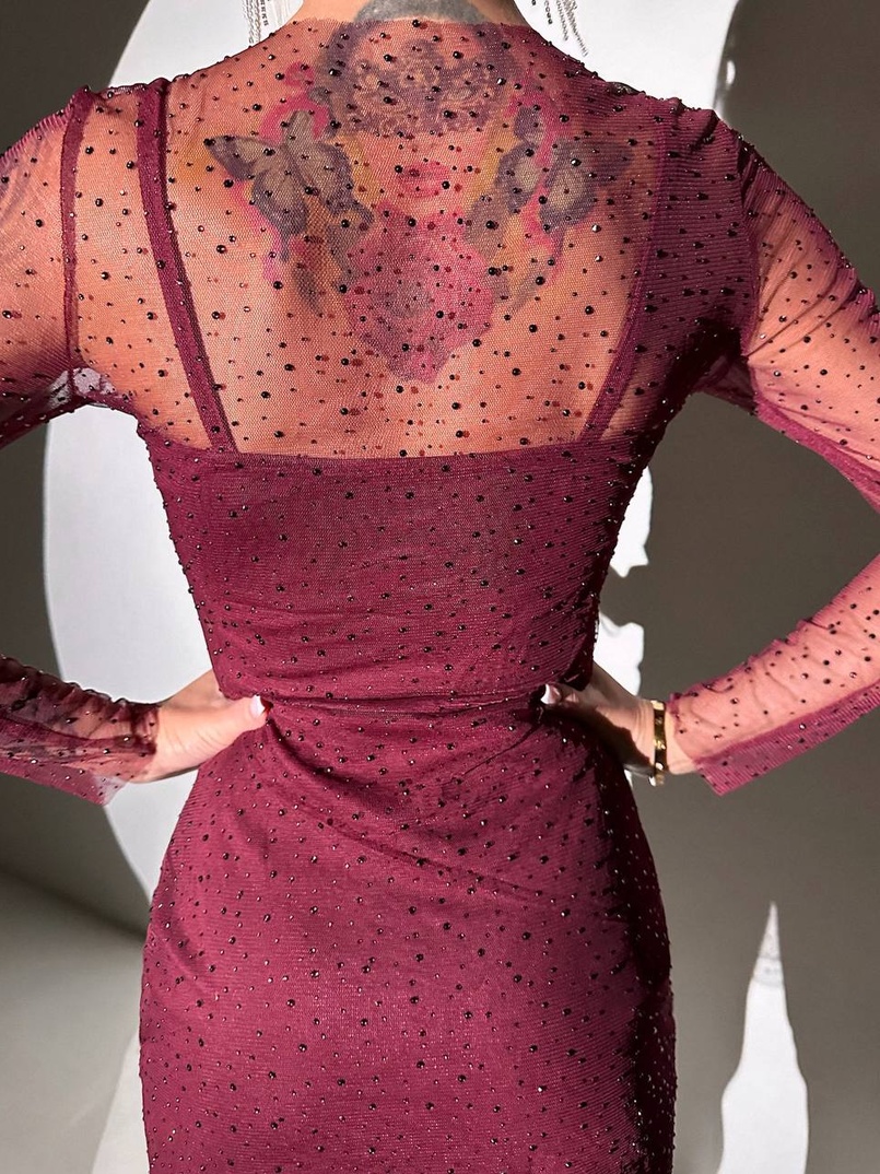Сукня міні з сяючими стразами | PUSHKA SHOP