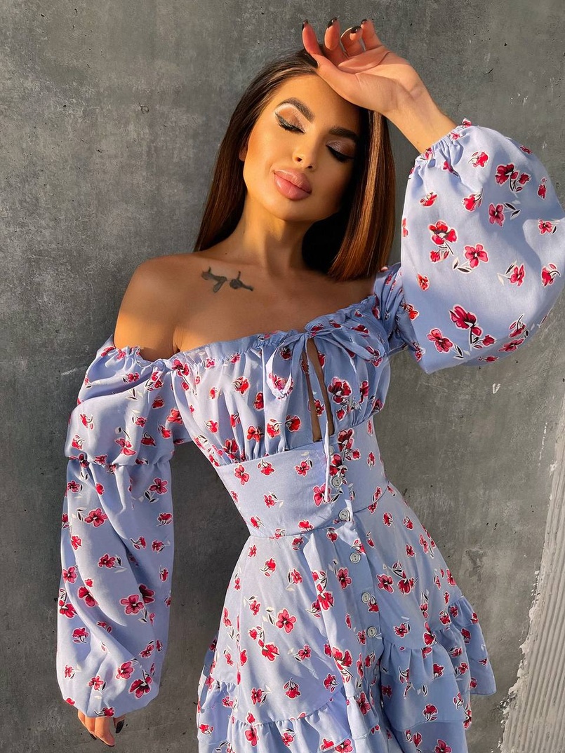 Сукня з воланами та шнурівкою  по спинці Сукня з воланами та шнурівкою  по спинці | PUSHKA SHOP