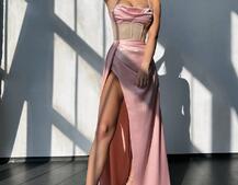 Комплект: корсет, декорований стразами + спідниця максі з драпіруванням  | PUSHKA SHOP