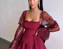 Сукня з корсетом декорована мереживом  | PUSHKA SHOP