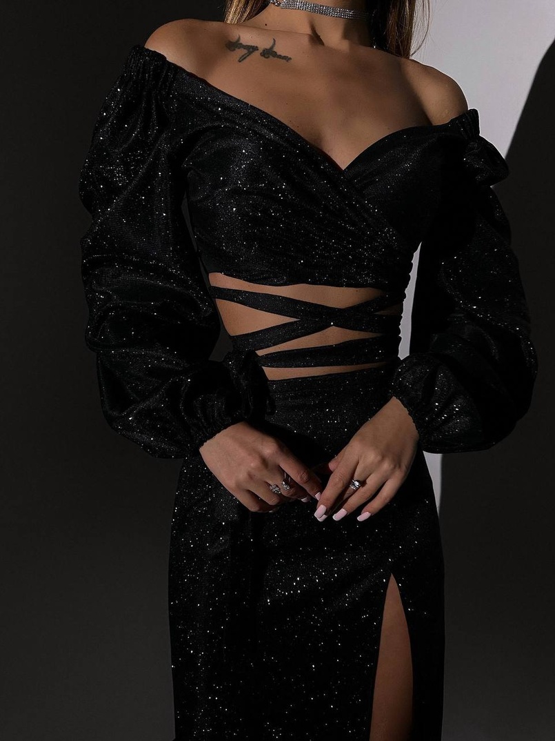 Сяючий комплект: топ  + спідниця  Сяючий комплект: топ  + спідниця  | PUSHKA SHOP