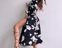 Сукня міді з квітковим принтом  | PUSHKA SHOP