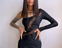 Сукня міді  із вставками сітки  | PUSHKA SHOP