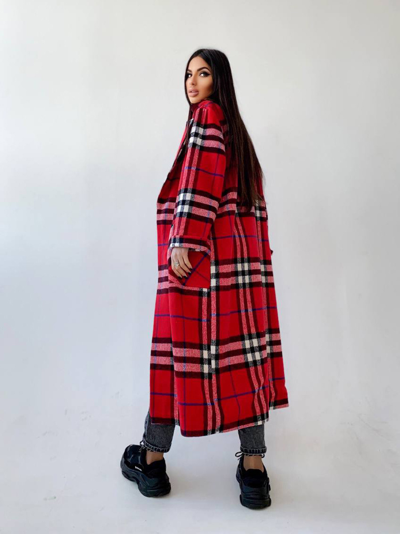 Кашемировое пальто в клетку на подкладке Кашемировое пальто в клетку на подкладке | PUSHKA SHOP