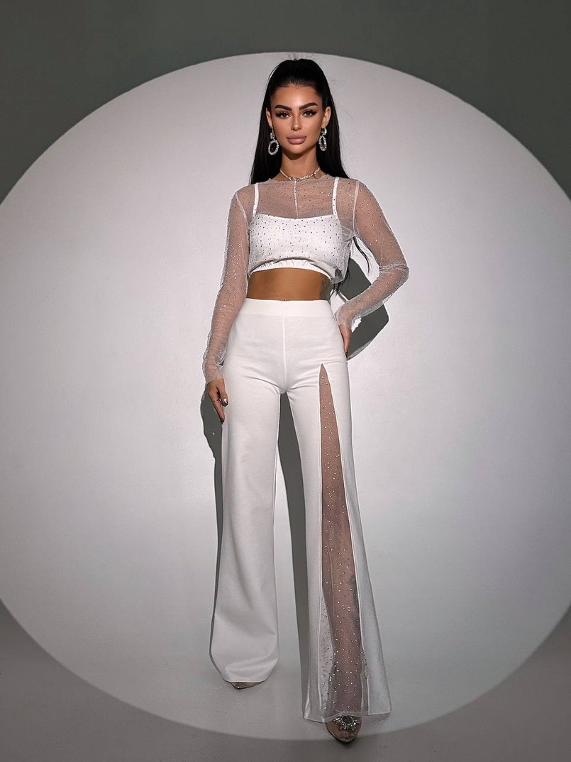 Комплект: топ + штани із сіткою зі стразами  | PUSHKA SHOP