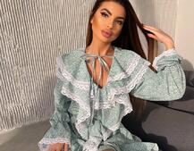 Сукня з квітковим принтом декорована мереживом    | PUSHKA SHOP