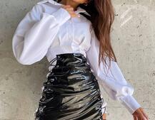 Приталена сорочка + спідниця зі шнурівкою  Приталена сорочка + спідниця зі шнурівкою  | PUSHKA SHOP