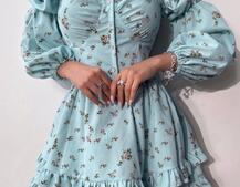 Лялькова сукня з пишною спідницею та корсетним верхом з ніжним квітковим принтом  Лялькова сукня з пишною спідницею та корсетним верхом з ніжним квітковим принтом  | PUSHKA SHOP