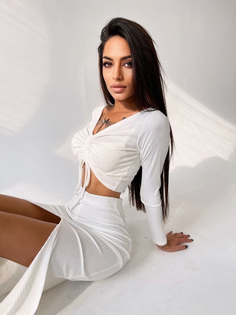 Комплект: топ+ юбка миди с разрезом Комплект: топ+ юбка миди с разрезом | PUSHKA SHOP