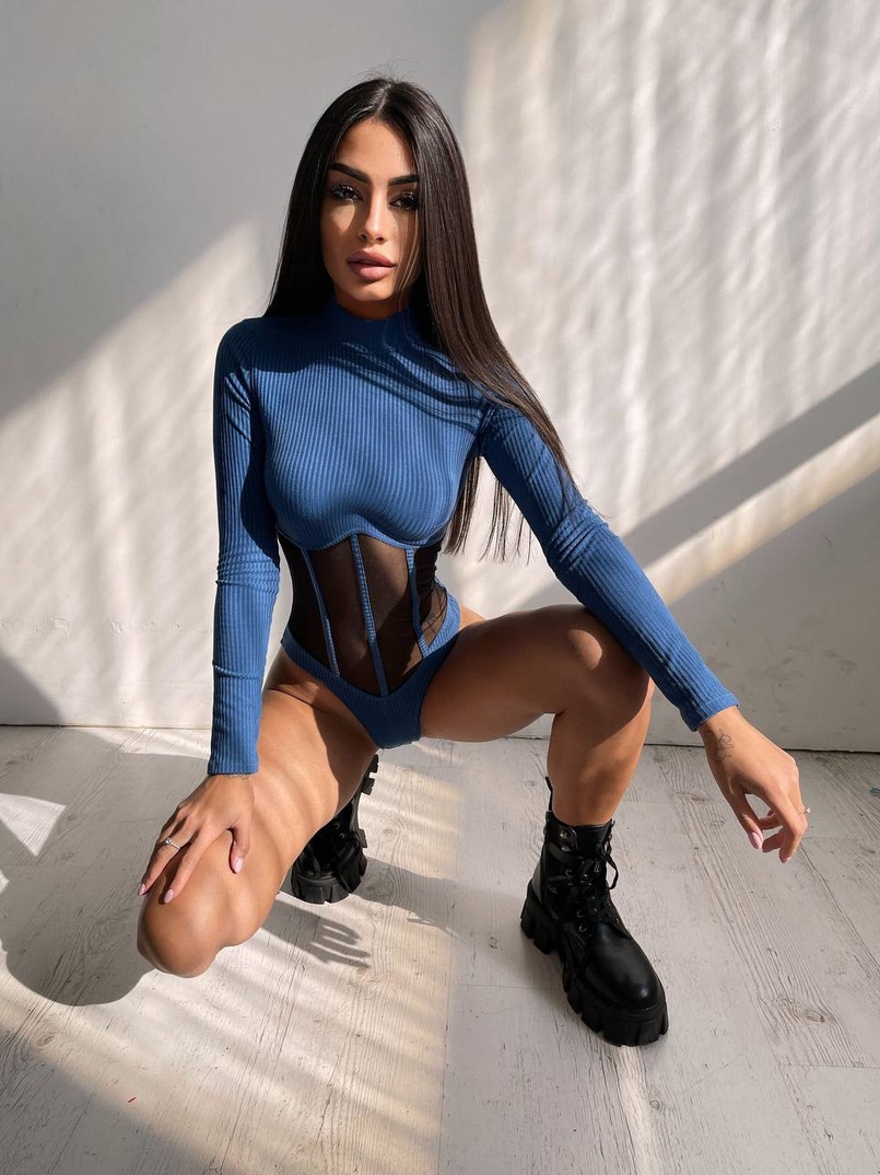 Трикотажне боді з сітчастою вставкою Трикотажне боді з сітчастою вставкою | PUSHKA SHOP