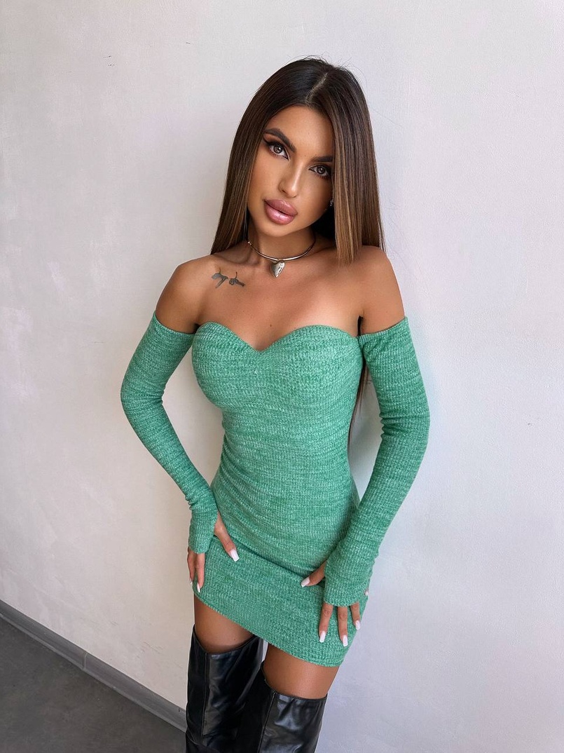 Трикотажна сукня міні з чашечками  | PUSHKA SHOP