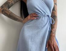 Муслиновое платье с запахом Муслиновое платье с запахом | PUSHKA SHOP