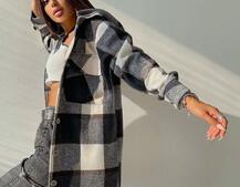 Кашемировая рубашка в клетку с капюшоном  Кашемировая рубашка в клетку с капюшоном  | PUSHKA SHOP