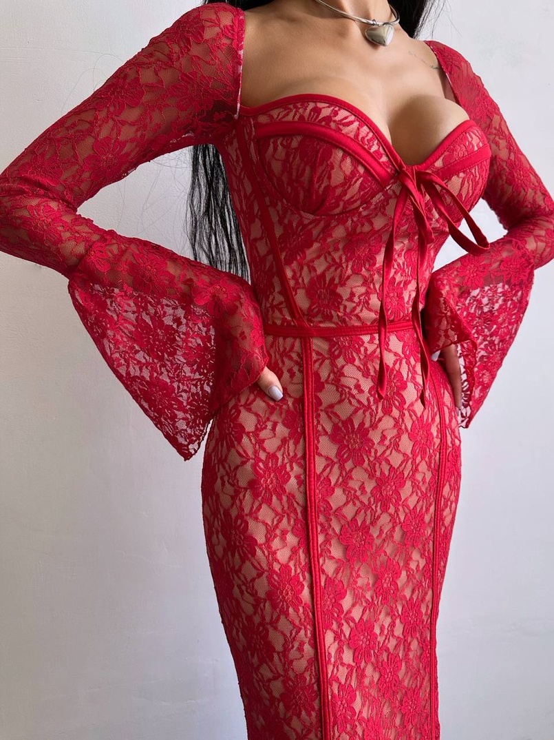 Мереживна сукня максі з чашечками    | PUSHKA SHOP