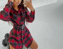 Кашемировое платье-рубашка в клетку | PUSHKA SHOP