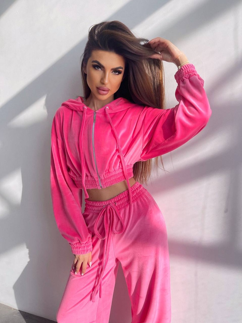 Велюровий комплект трійка: кофта + корсет на блискавці+ штани | PUSHKA SHOP