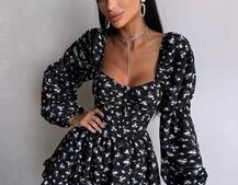 Сукня з квітковим принтом з воланами на ґудзиках  Сукня з квітковим принтом з воланами на ґудзиках  | PUSHKA SHOP