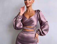 Атласний комплект, декорований бахромою зі страз | PUSHKA SHOP