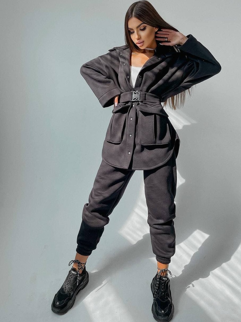 Комплект: тёплая рубашка на кнопках + джоггеры Комплект: тёплая рубашка на кнопках + джоггеры | PUSHKA SHOP