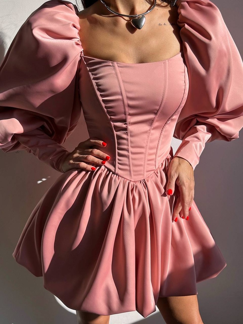 Сукня з обʼємними рукавами та спідницею балоном  | PUSHKA SHOP