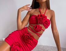 Комплект: топ та спідниця з трояндами Ручна робота. Комплект: топ та спідниця з трояндами Ручна робота. | PUSHKA SHOP