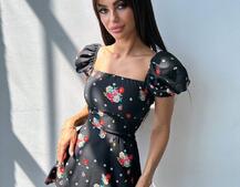Сукня- міні у квітковий принт зі шнурівкою на спинці  | PUSHKA SHOP