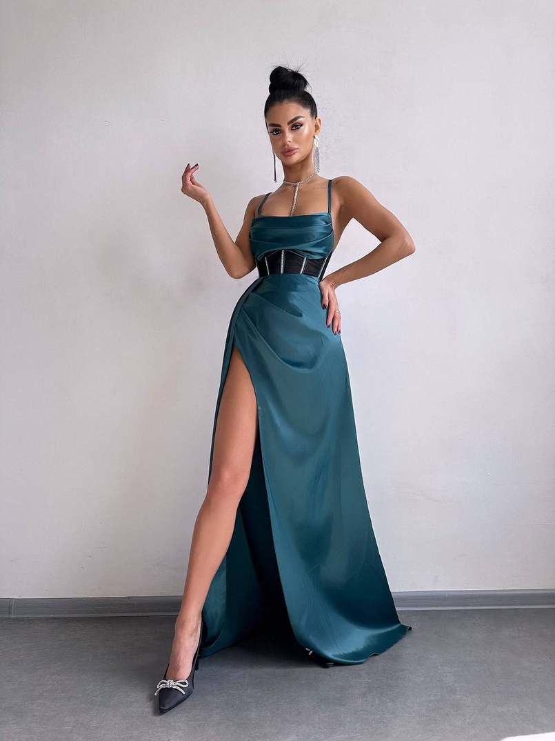 Комплект: корсет, декорований стразами + спідниця максі з драпіруванням  | PUSHKA SHOP