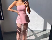 Комплект: піджак + блуза з баской + мереживна спідниця-шорти  | PUSHKA SHOP