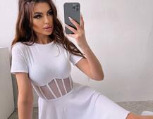 Сукня-міні  з елементами корсету  та спідницею солнцем | PUSHKA SHOP