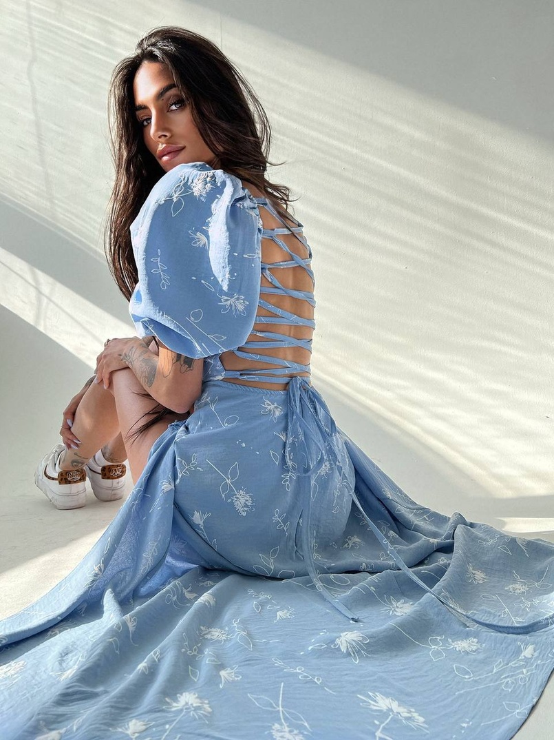 Платье миди со шнуровкой на спинке  | PUSHKA SHOP