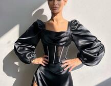 Комплект: корсет, декорований стразами   + спідниця максі з драпіруванням  | PUSHKA SHOP