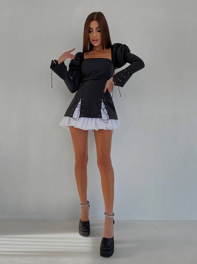 Сукня з об'ємними рукавами + спідниця з воланами | PUSHKA SHOP