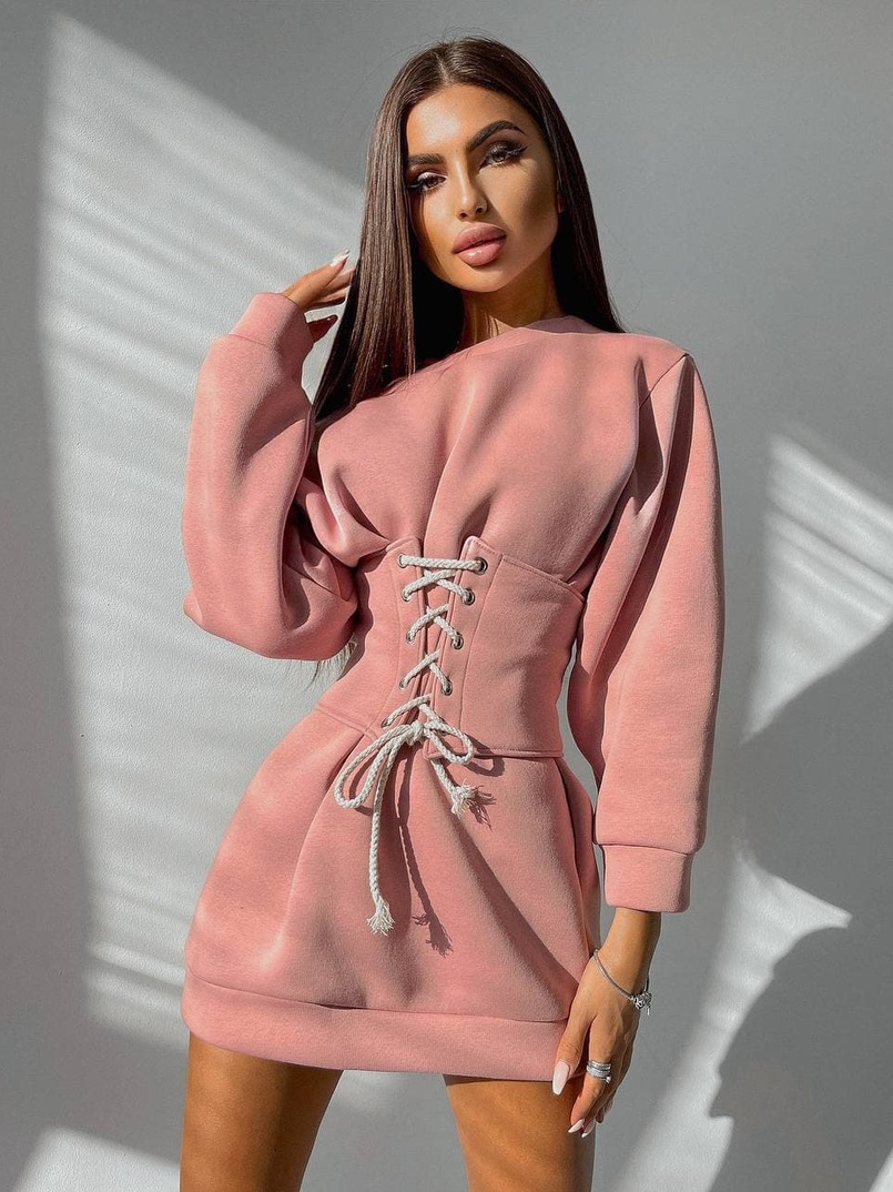 Худи на флисе + корсет на шнуровке  | PUSHKA SHOP