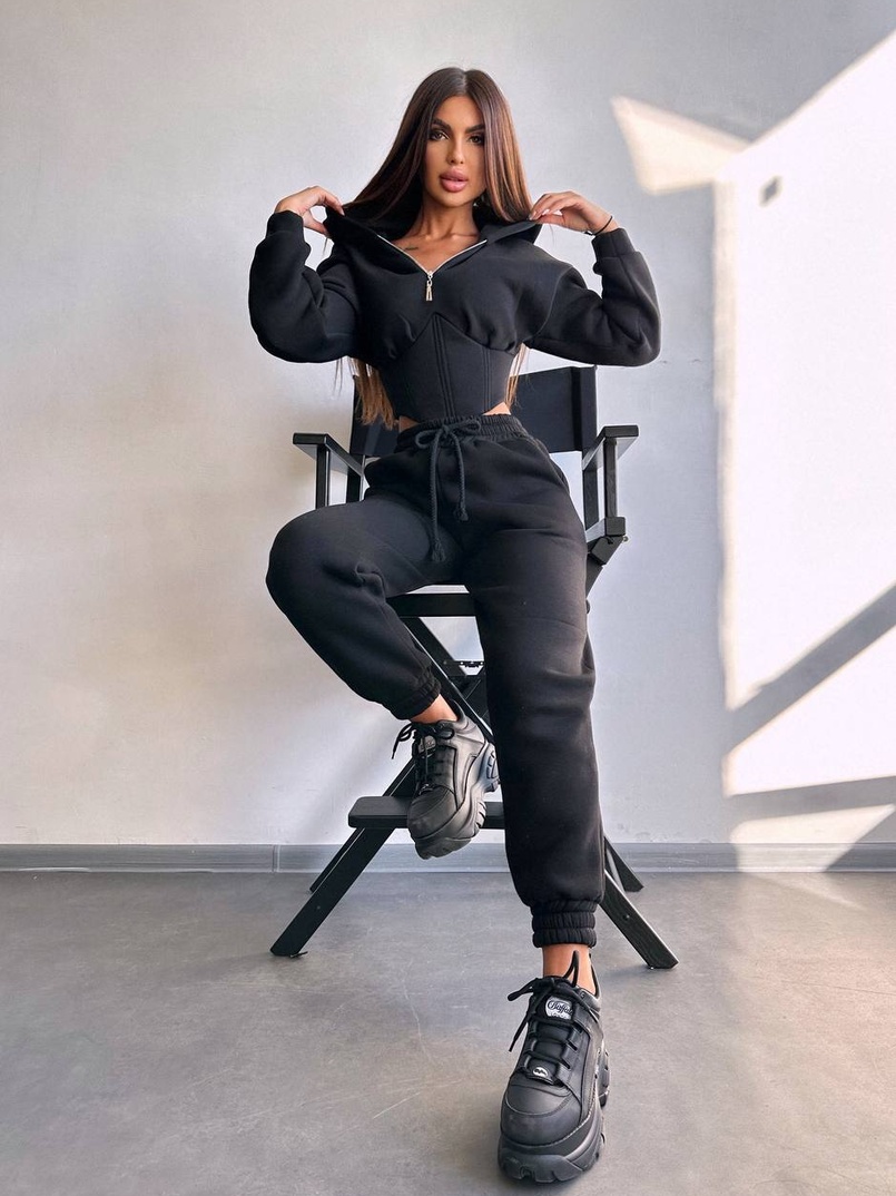 Комплект на флісі : худі з елементами корсету + штани  | PUSHKA SHOP