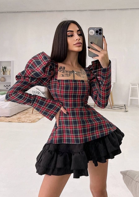 Сукня з об'ємними рукавами + спідниця з воланами | PUSHKA SHOP