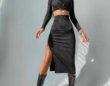 Комплект: топ+ юбка миди с разрезом  Комплект: топ+ юбка миди с разрезом  | PUSHKA SHOP