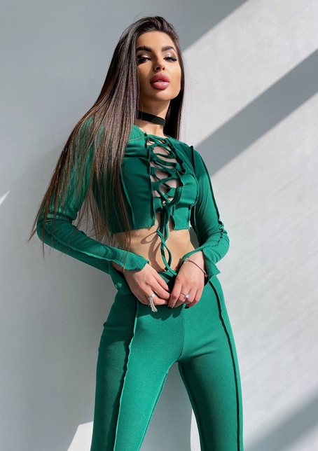 Комплект: топ зі шнурівкою на грудях + легінси | PUSHKA SHOP