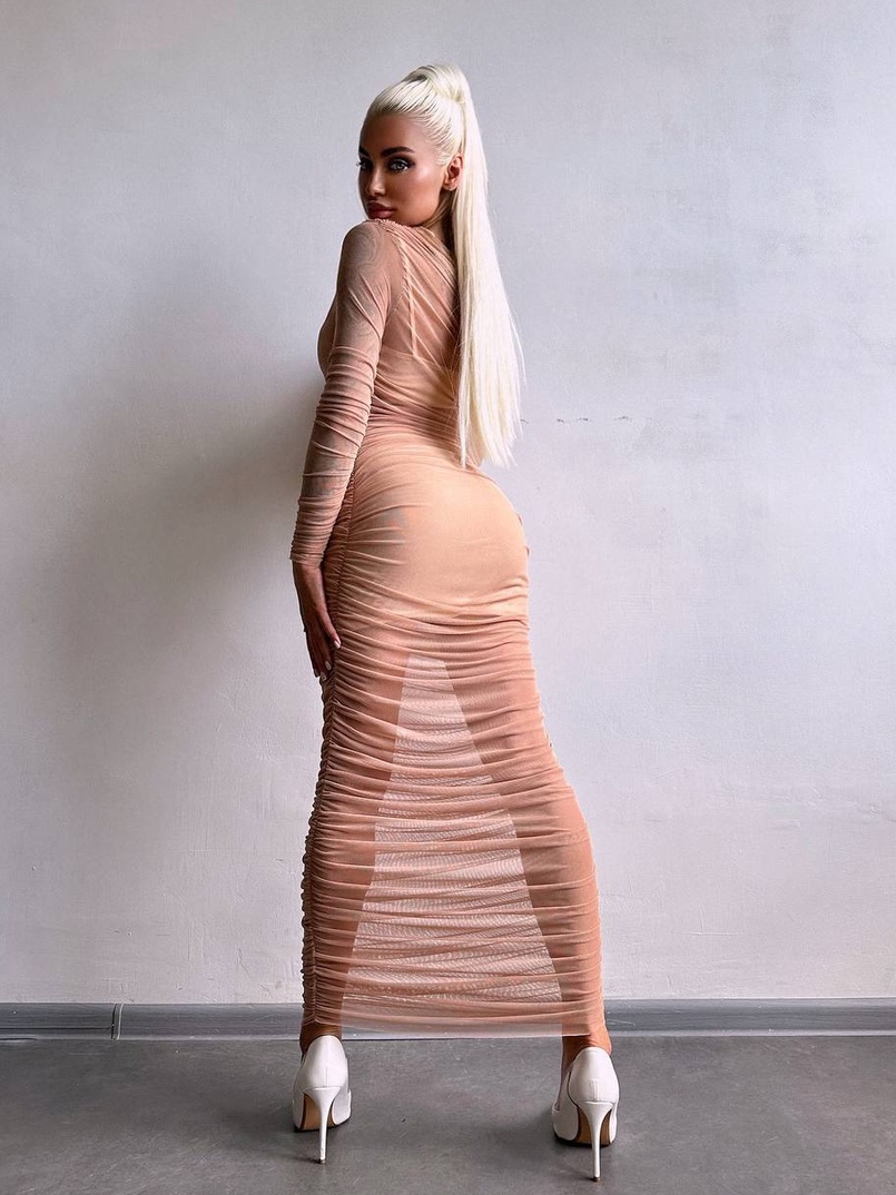 Сукня міді з драпіруванням   | PUSHKA SHOP