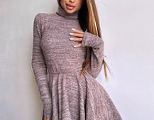 Трикотажна сукня міні із спідницею сонцем     | PUSHKA SHOP