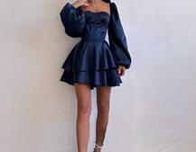 Атласна корсетна сукня бюстьє з пишною подвійною спідницею та об‘ємними рукавами Атласна корсетна сукня бюстьє з пишною подвійною спідницею та об‘ємними рукавами | PUSHKA SHOP