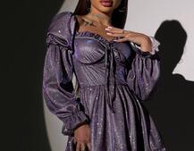 Блискуча сукня з чашечками та пишною спідницею Блискуча сукня з чашечками та пишною спідницею | PUSHKA SHOP