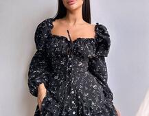 Сукня з квітковим принтом з воланами на ґудзиках  Сукня з квітковим принтом з воланами на ґудзиках  | PUSHKA SHOP