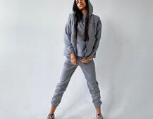 Меланжевый комплект тройка: Свитшот, джоггеры и желетка | PUSHKA SHOP