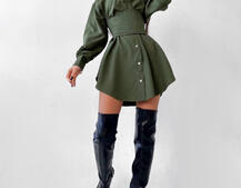 Платье-рубашка с корсетом на косточках со шнуровкой Платье-рубашка с корсетом на косточках со шнуровкой | PUSHKA SHOP